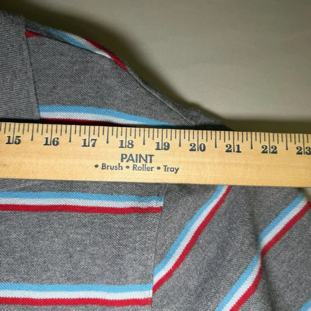 BANANA REPUBLIC Men's Gray Striped Short Sleeve Polo Shirt sz XL